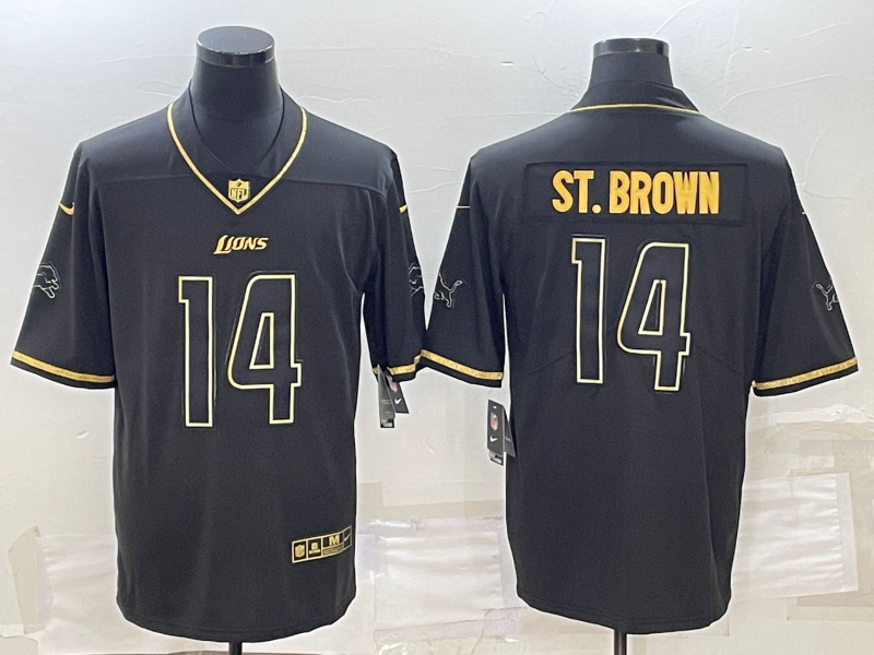 Men's Detroit Lions Amon-Ra St. Brown #14 Black Jersey